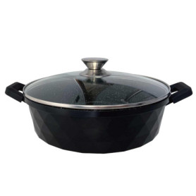 Sauteuse 28 cm avec couvercle en verre - Poêle de service - Casserole anti-adhésive avec couvercle - Poêle à frire à bord haut -