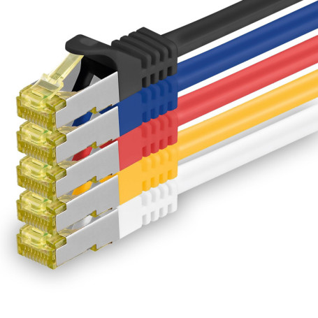 Câble Réseau Cat7 Cat 7 10 Gb/s - 5x 0.5m - RJ45 Ethernet LAN DSL Routeur Modem - 5 couleurs