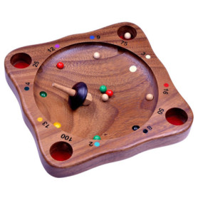 LOGOPLAY Roulette tyrolienne | Jeu de toupie | Jeu d'adresse | Jeu de société | Jeu de société en Bois | | Vert Rouge