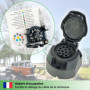 fouraces Prise de remorque - 13 Broches, gabarit - pour Voiture, Auto et Tracteur - Attelage de remorque, Caravane, Noir