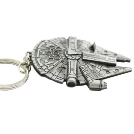 Millenium Faucon – Porte-clés en métal avec anneau pour les fans de la saga Star Wars, argenté, M