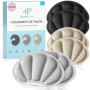 Health Press® Lot de 3 paires de semelles de protection de talon de qualité supérieure - Noir, gris, beige - Semelles antidérapa