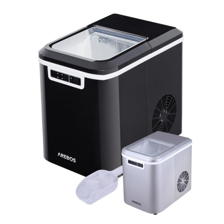 Arebos Machine à glaçons | 12 kg / 24 h | 10-15 minutes de production | 2 tailles de glaçons | Réservoir d'eau de 2,2 litres | M