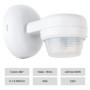 SEBSON® Détecteur Mouvement Exterieur IP65, Montage en Saillie au Plafond ou Mur, LED adapté, Capteur Infrarouge programmable, P