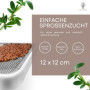 ZELLGUT® Passoire à Cresson, Bac à Germination - 12 cm - Bol en Céramique + Tamis en Acier Inoxydable - Appareil pour la Culture