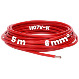 Kalitec Câble H07V-K 6 mm² Rouge - 5 m - Flexible - Toron - Câblage à Fils Fins - Monofil pour Armoire de Commande - Fil de Comm