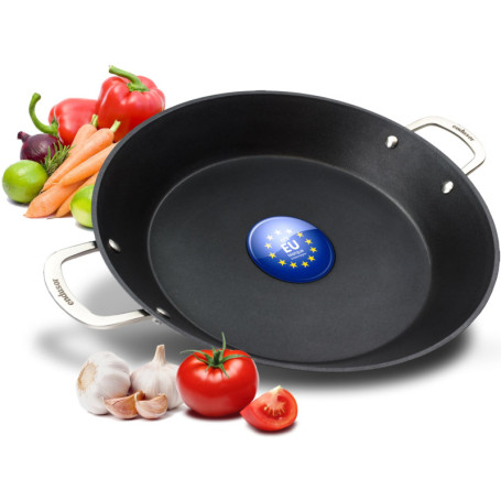 endusor Poele à paella Induction - Poele paella avec 38cm de diamètre pour 6-8 personnes - Adaptée à toute cuisinière + revêteme