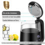 ForMe Bouilloire Électrique en Verre 1,7 L Thermostat Réglable Sélection de la Température de 40-100°C LED Affichage Numérique d