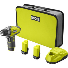 RYOBI Perceusevisseuse 12V 2 vitesses 30 Nm 24 positions mandrin 10 mm 2 batteries lithium 20 Ah chargeur Livrée en sac de trans
