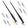 VitalEpcck Ensemble de 10 Stylos de Calligraphie Oblique, Ensemble de Plumes de Bande Dessinée, Stylo D'Écriture Fluide, Porte-S