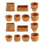 eMagTech 2 Ensemble de 14pcs Pot de Fleur pour Maison de Poupée Miniature Plante Pots en Terre Cuite Simulation Bonsaï Pot Fée J