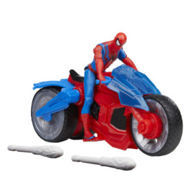 SPIDER-MAN Hasbro- Marvel Arachno-Moto Lance Figurine de 10 cm et 2 Toiles, F68995L1, Multicolore