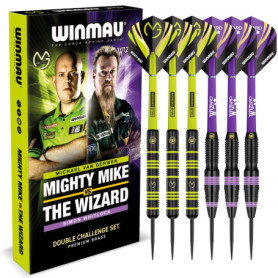 WINMAU Darts Michael 'MvG' Van Gerwen Vs Simon 'The Wizard' Whitlock | Ensemble jumeau | Fléchettes en Laiton Steeltip de 22 g a