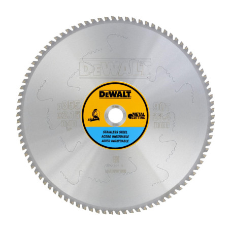 DEWALT - DT1922-QZ - Lame de Scie Circulaire Stationnaire en Carbure - Spécial MTCG/Inox - Dimensions 355x25,4mm - Disque 90 Den