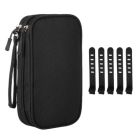 MAXQUU 1 sac de rangement de câble électronique de voyage avec 5 sangles de rangement pour câbles, sac de rangement étanche pour