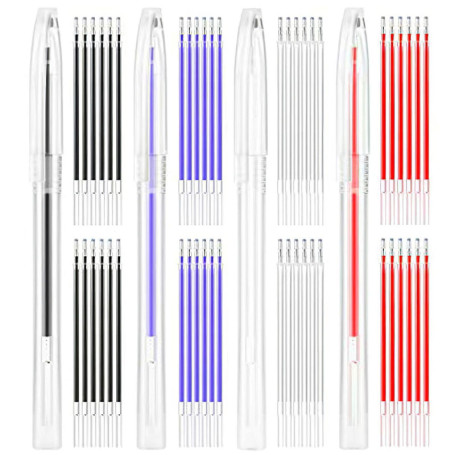 YSJCHEBS Pack De 4 Étuis À Stylos Et 52 Recharges, Stylos Disparaissants Haute Température, Stylos À Coudre, Marqueurs Textiles,