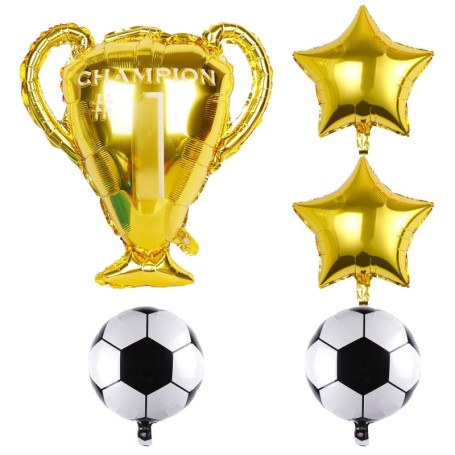 HDGSAFD 5 Pièces Ballons De Films en Aluminium, Ballons De Trophée De Football Star, Décoration De Ballon De Fête De Champion De