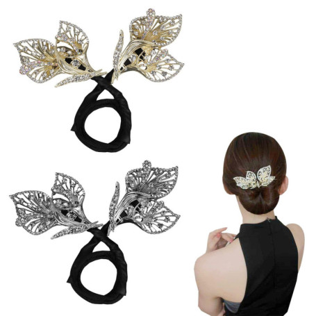2 Morceaux D'Accessoires De Cheveux En Forme De Feuilles, Accessoires De Cheveux En Strass, Accessoires De Cheveux Rétro, Access