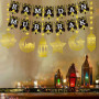 Ensemble de décorations pour Ramadan - Guirlande de Ramadan Mubarak - Bannière de l'Aïd - Chemin de table, accessoires de photom