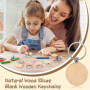 Porte-Clés en Bois, 15 Pcs Bricolage Vierge Personnalisé Porte Clés en Bois, Naturel Étiquettes Rond en Bois Brut, Chaîne de clé