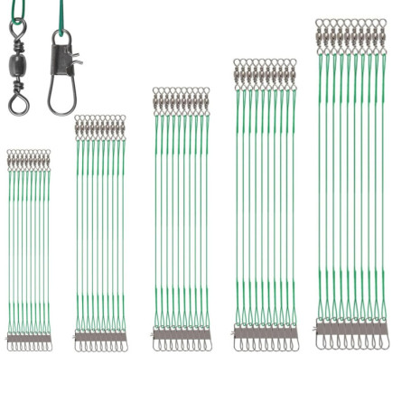 50 Pièces Bas de Ligne de Pêche, Leaders de Pêche Rotation Flexible, Leaders en Acier Pêche Ligne, avec émerillons et Boutons-Pr