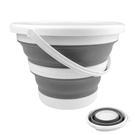 Maxentico Bassine Pliable(Gris), Seau Lavage Voiture 10L pour Le Nettoyage Domestique, Portable Camping Plastique Sceaux, Retrac