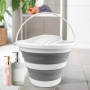 Maxentico Bassine Pliable(Gris), Seau Lavage Voiture 10L pour Le Nettoyage Domestique, Portable Camping Plastique Sceaux, Retrac
