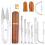 23 aiguilles en cuir de cuir 7 tailles d'aiguilles à coudre de la main en cuir, aiguilles incurvées avec lit de doigt, ciseaux p