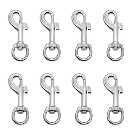 Sctmda Mousqueton Pivotant 8 Pièces Mousqueton Laisse Chien Mousqueton Porte Clés Clip à Ressort de Déclenchement Crochets avec 