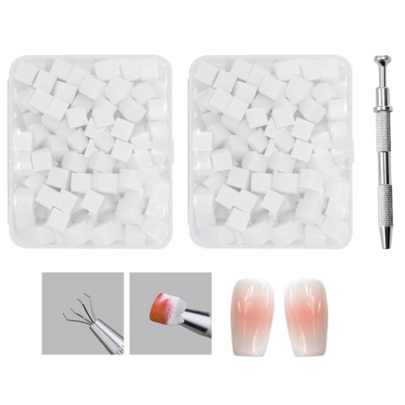 YPYMOD 200 PCS Eponge Ongle, Avec Pince Métallique, Nail Art Brosse Éponge, Utilisé pour Vréer une Variété de Motifs D'art de L'
