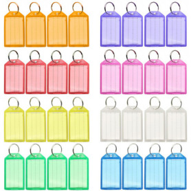 Kzouenzu Porte Cles Etiquette [32 Pièces], Étiquettes Clefs, Porte-Clés Avec Étiquettes En Papier Vierge Lignées, Pour Marquer L