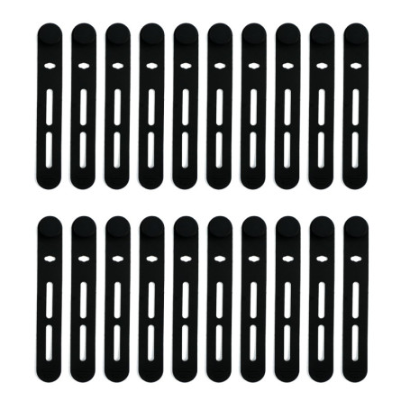 Lot de 20 serre-câbles en silicone Attaches de câble réutilisables noires pour connecter des écouteurs, des chargeurs de télépho