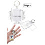 50 PCS porte-clés transparents avec cadre photo, en acrylique, forme rectangulaire, convient pour les cadeaux pour la famille et