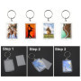 50 PCS porte-clés transparents avec cadre photo, en acrylique, forme rectangulaire, convient pour les cadeaux pour la famille et