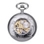 TREEWETO Montre de Poche avec chaîne Steampunk Squelette Mécanique Full Hunter Argent