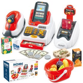 Jouets Supermarché Jeux de Commerçant avec Jouets Lecteurs de Cartes Caisse Enregistreuse Scanners pour Produits et Modèles de A
