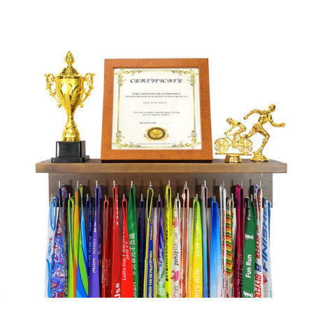 Cintres pour médailles avec étagère pour trophée de 40,6 cm pour Le Sport, la lanière et Le Support de trophées. Cadre en Bois T