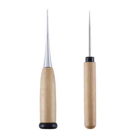 Alène de Couture en Cuir Poinçon avec Manche en Bois Poinçon Bricolage Outils de Perforation à Manche Perforatrice Manche en Boi