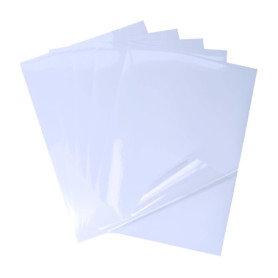 Lot de 25 feuilles de papier autocollant 100 % transparent étanche pour imprimante laser Format A4 Imprimable Transparent