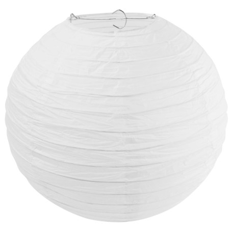 Lot de 6 lanternes en papier blanc de 30 cm - Décoration de fête classique - Style bambou - Lampions côtelés - Abat-jour rond po