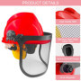 Zeripikfoasp Casque de Sécurité pour Tronçonneuse, Casque de Protection avec Cache-Oreilles de Protection et Visière en Maille, 