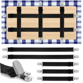 YSWOVUO 5 Pièces Élasticité Réglable Clips Pince pour Nappe, Clips de Nappe à Sangle Cachée, Attache Nappe pour Sécuriser Nappe 