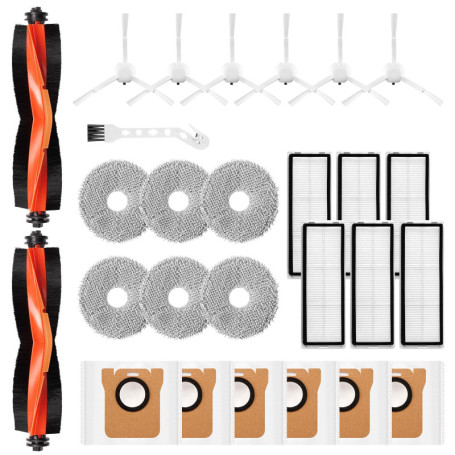 Lot de 27 accessoires pour robot aspirateur Xiaomi X20+/X10 Plus, pièces de rechange, 6 sacs à poussière, 6 tampons de nettoyage