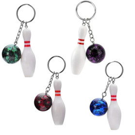 Zwenjuan Mini Bowling Porte-clés,4 Pièces Bowling Pin Ball Keychain Suspendus Ornement Porte-Clés Cadeau de Bowling,pour Anniver