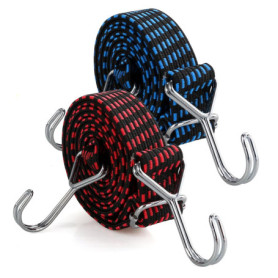 Lot de 2 tendeurs réglables en caoutchouc avec crochets, 2 m de long, extra solides, tendeurs à bagages, corde en caoutchouc, id