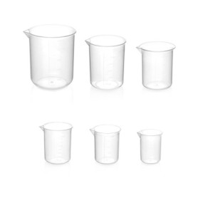 QWORK® 6 Pcs Bécher Gradué en Plastique Transparent 50ml 100ml 150ml 200ml 250ml 500ml pour Cuisine et Laboratoire