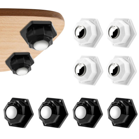 8 Pcs Petite Roulettes pour Meubles, Mini Roulettes Meuble, Roulette Charge Lourde Charge 200kg, Roulettes Pivotantes Auto Adhés
