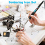 VFANDV Fer à Souder, 60W Kit de Soudure Température Réglable 200~500℃ avec l'Interrupteur ON/OFF, 5 Pointes Fer à Souder et Fil 