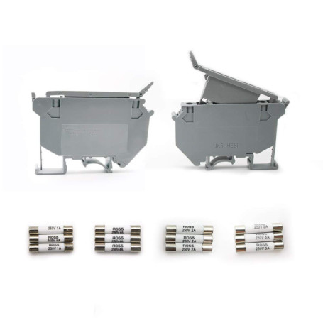 Borne Porte Fusible, Her Kindness 2 Pièces à Fusibles pour Rail DIN - Support de Sécurité Maison 24 V CC, Fusibles de Fusion ave