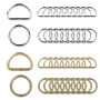 Roosea 40Pcs Anneau en D Anneaux en D Boucle en Métal Anneau Sac a Main Anneau Demi Rond 30mm et Mousqueton Rond Petits Anneaux 